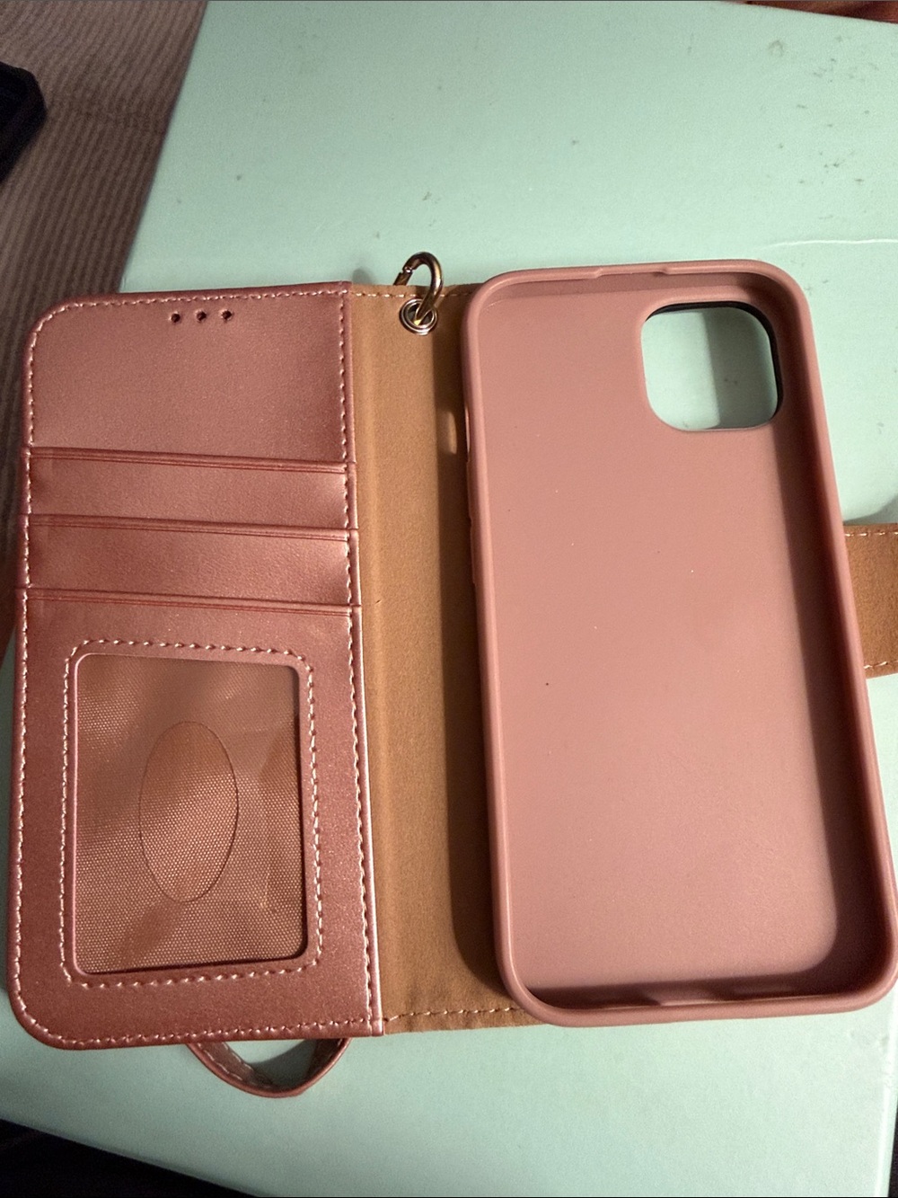 Ara Rose Gold Leather Wallet Phone Case with Wrist Strap - Picture 12 of 12